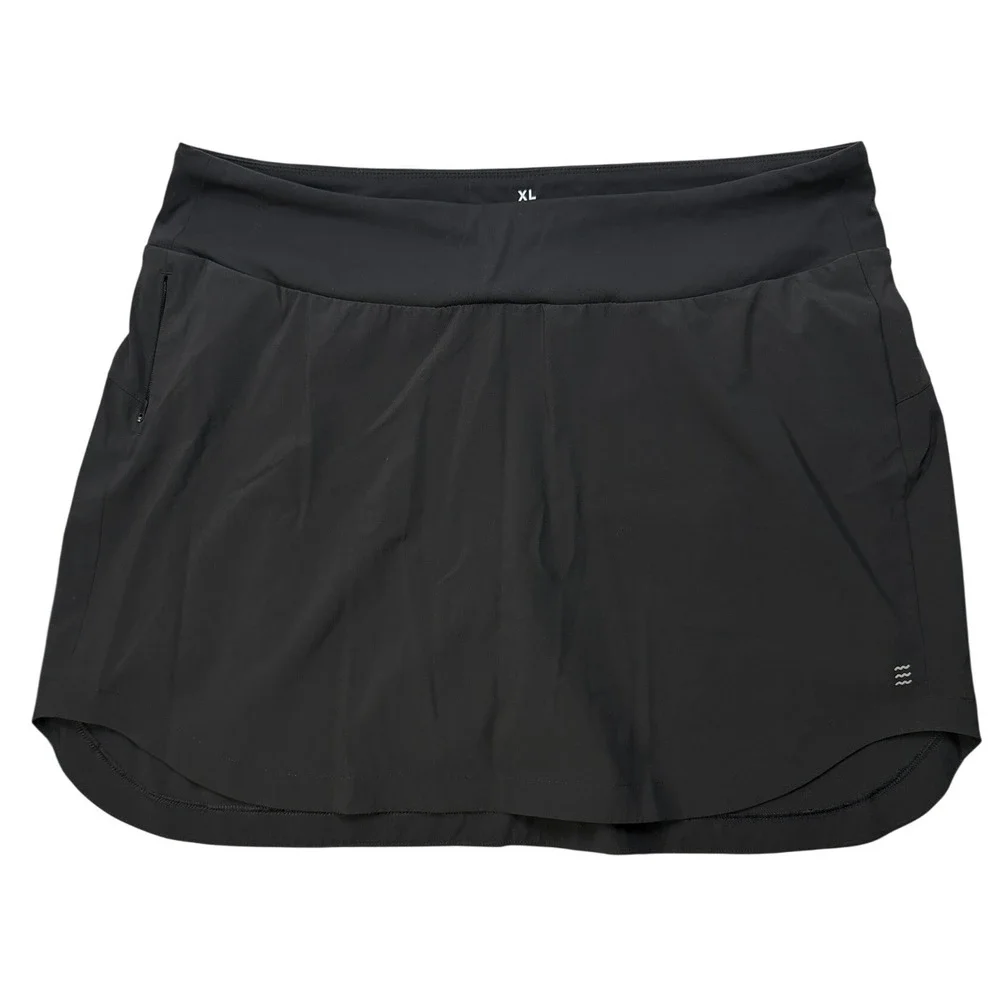 Free Fly Breeze Active Skort Women XL Black Long Athletic Golf‎ Tennis 7625